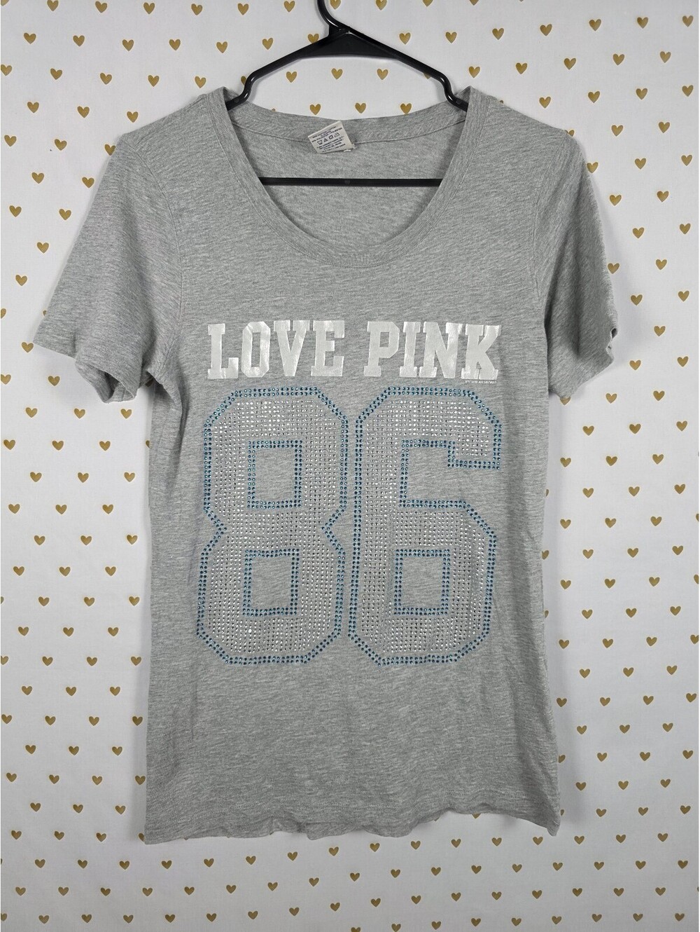 Victorias Secret PINK Vintage Studded 86 Y2k Tee Shirt Large